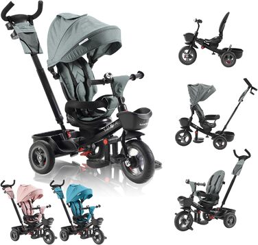 В1 триколісний велосипед Noemi з перекладиною від 18 місяців до 25 кг, передній і задній хід, шини PU, великий вільний хід, кошик,