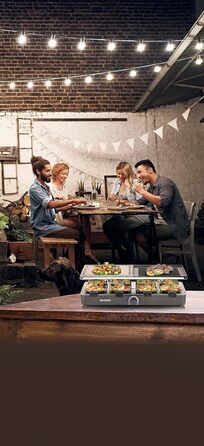 Гриль SEVERIN Raclette з натуральним каменем гриля та пластиною для гриля, раклет з антипригарною пластиною для гриля та 8 сковородами, настільний гриль на 8 осіб, макс. 1300 Вт, чорний, поворотний регулятор RG 2371 з індикатором