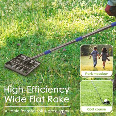Гребінь для вирівнювання газону Rasenrechen, 152 см - з гладкими краями для розрівнювання трави та розподілу ґрунту. Міцний інструмент для планування ґрунту для саду та догляду за газоном.
