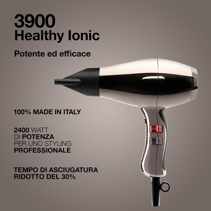 Іонний фен Titanium з вилкою Schuko - Професійний фен Made in Italy - Легкий і тихий, для здорового волосся, на 30 скорочений час