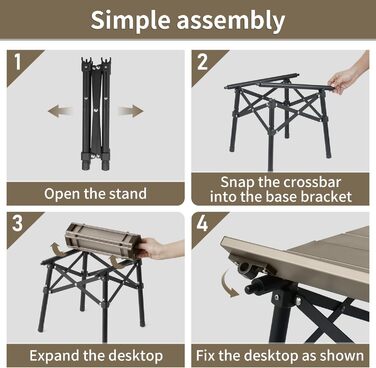 Кемпінговий стіл Naturehike, розкладний стіл з алюмінію, портативний розкладний стілець, надлегкий кемпінговий стіл, маленький столик для саду, походів, кемпінгу, коричневий