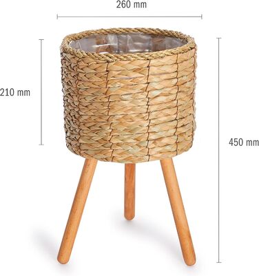 Кашпо для квітів Кашпо з натурального ротангу з фольгованою вставкою Горщик для рослин герметичний великий для кімнатних рослин, к