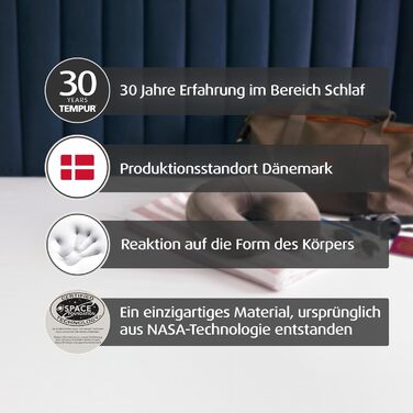 Дорожня подушка TEMPUR Transit, зручна подушка для шиї з матеріалу TEMPUR, в&39язкоеластична, ідеально підходить для подорожей автобусом, поїздом, автомобілем або літаком, 30 x 28 x 8 см, антрацит