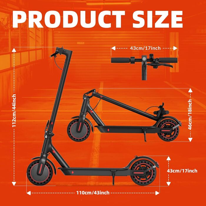 Електричний самокат з допуском до дорожнього руху, 3 режими швидкості, акумулятор класу А 10,4 Аг, запас ходу 35 км та вантажопідйомність 120 кг, складаний електросамокат 8,5 дюймів