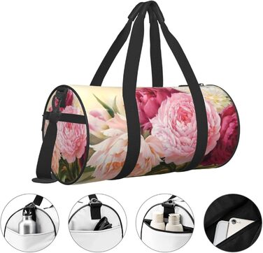 Дорожня сумка-циліндр, принт півонія, квіти, бутон. Спортивна сумка для чоловіків та жінок, сумка для подорожей, спортивна сумка