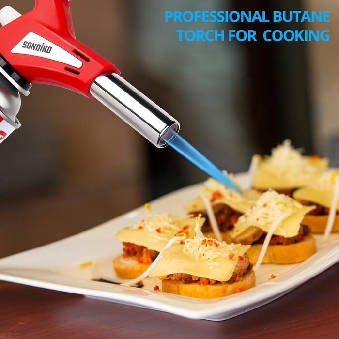 Кухонний пальник Sondiko, палаючий факел, головка кухонного пальника з регульованим полум'ям, кулінарна паяльна лампа для десертів