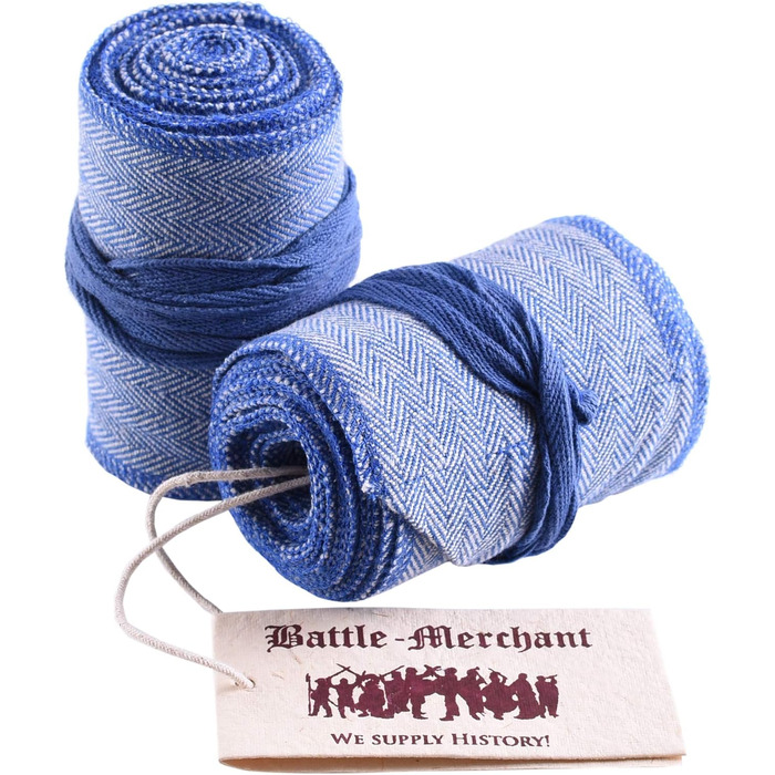 Середньовічні накидки на ноги Battle-Merchant для чоловіків та жінок, пара, візерунок &quotялинка&quot для середньовічних штанів або штанів вікінгів, бавовна, вікінги, LARP синій/натуральний