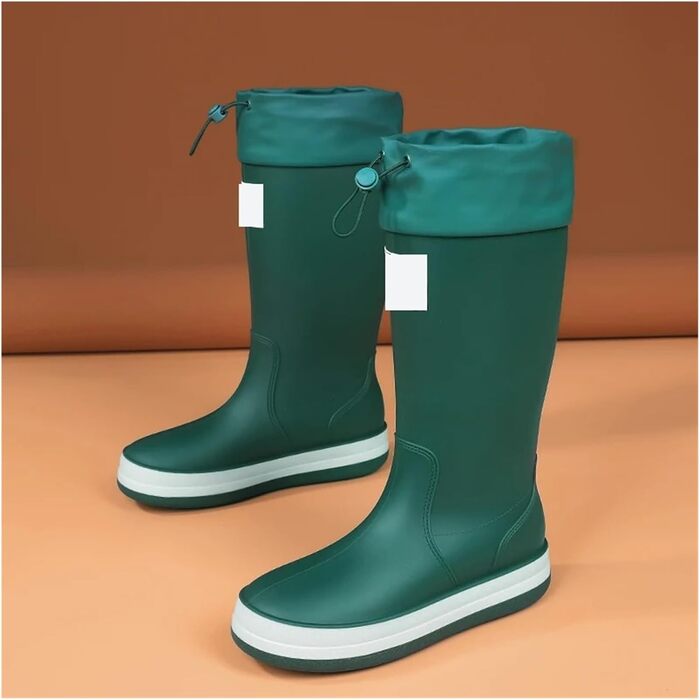 Чоловічі гумові чоботи, високі, водонепроникні, нековзні, для використання на вулиці, садівництва, роботи та відпочинку, зелені плюшеві, розмір 44 EU