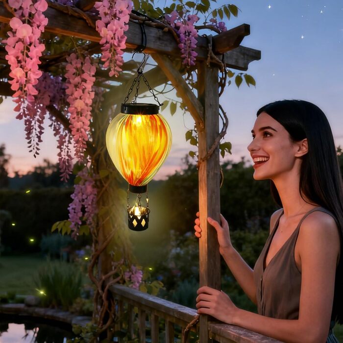 Сонячна лампа на повітряних кульках, повітряний ліхтар для подвір&39я, декоративна лампа 20,3 см з водонепроникною функцією, міцний вуличний ліхтар для доріжок, садовий аксесуар зі святковим дизайном, предмет декору для дому