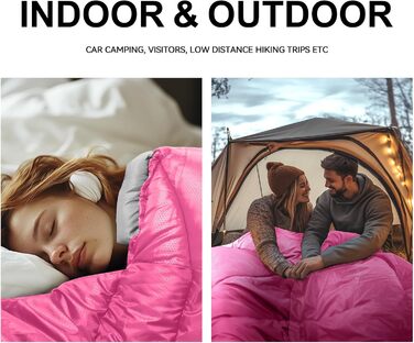 Спальний мішок для дорослих для холодної погоди, портативний, водонепроникний, легкий спальний мішок для високих людей (дівчат та хлопців) з компресійним чохлом для теплого кемпінгу, походів, використання на свіжому повітрі та в приміщенні, 1,8 кг, рожеви