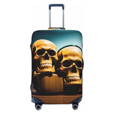 Чохол для валізи у формі черепа, міцний захист для багажу, підходить для валіз розміром 45,7 - 81,3 см, розмір XL, чорний, екстра-великий