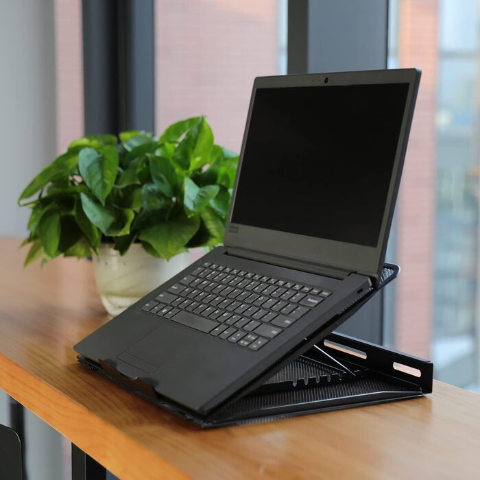Підставка для ноутбука Storeo Basics з вентиляцією, регульована, ергономічна, сумісна з ноутбуками до 17,3 дюймів (43,9 см), розміри 33 x 28.7 x 18.5 см, чорного кольору