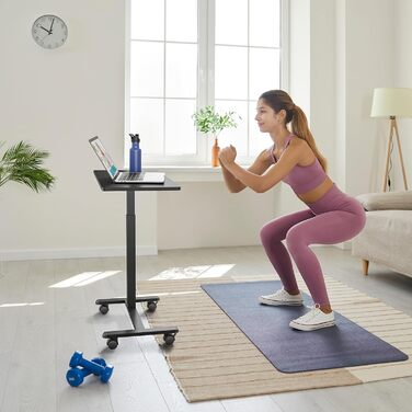 Приставний комп&39ютерний столик Dripex з колесами, регульована висота, дерев&39яний столик для ноутбука, столик для дивана, тумбочка для спальні, вітальні, тумбочка для ліжка, столик над ліжком на колесах, чорний стандарт