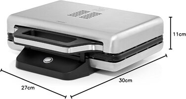 Сендвіч-машина WMF Lono, тостер для сендвічів, для 2 стандартних або XXL тостів, 2-ступінчасте регулювання висоти для більшої начинки, матова нержавіюча сталь