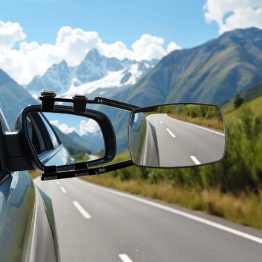 Дзеркала Wiltec для караванів, комплект із 2 універсальних зовнішніх дзеркал для караванів та кемперів з гумовими ремінцями, поворотні та складні плоскі дзеркала 1