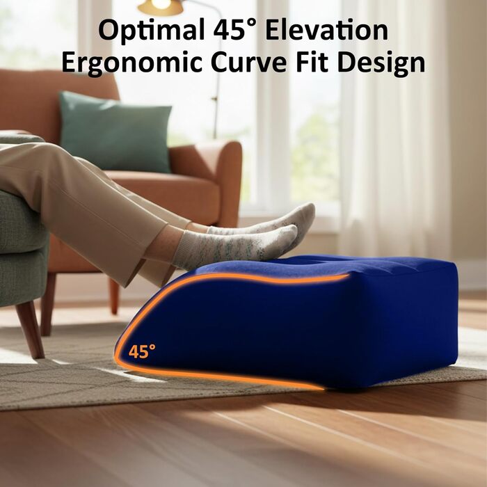 Подушка для підняття ніг, надувна подушка для підтримки ніг клиноподібна подушка для сну, вагітності та післяопераційного відновлення, подушка для підняття ніг для зняття тиску на ноги та покращення кровообігу (синя)