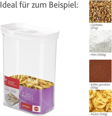 Контейнер для зберігання Emsa 514552 Optima Шейкер із розсувною кришкою 2,2 л Прямокутний 100 без мікробів Герметична пломба для свіжості 100 безпечний Білий/прозорий, 16 x 9,9 x 23,8 см Одинарний