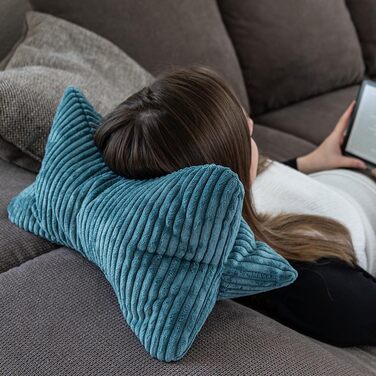 Подушка для читання, валик для шиї Cozy Shara, вельветовий дизайн, ергономічна форма для підтримки шиї або попереку, 42 x 22 см, гнучка підставка для книг, електронних книг або планшетів (петлевий колір)