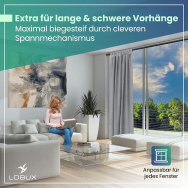 Карниз для штор LOBUX без свердління Чорний, 260–350 см