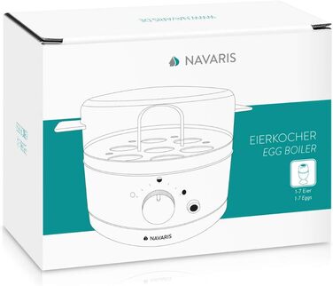 Яйцеварка Navaris на 1-7 яєць - вкл. мірну склянку для води з проколювачем для яєць - регульована твердість - 350 Вт - 22x17,5x14,