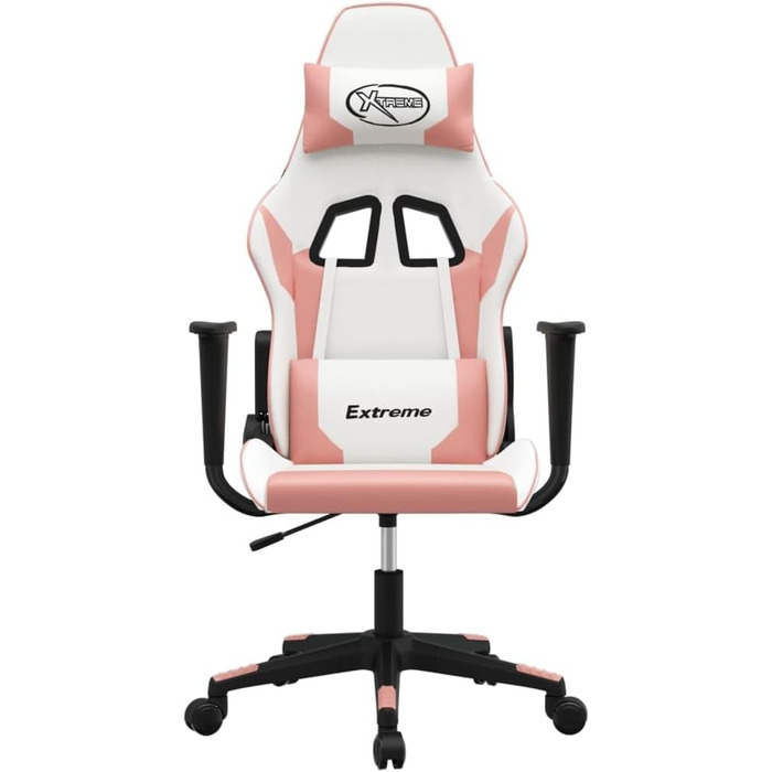 Ігрове крісло, біла та рожева штучна шкіра, офісне крісло, ігрове крісло, обертове крісло, стілець для столу - 3143696
