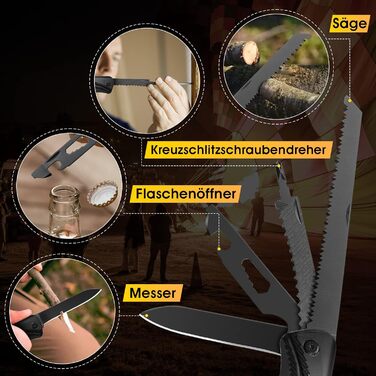 Сокира похідна DRAGON CREEK, багатофункціональний інструмент для виживання, компактна сокира з алюмінієвою ручкою 15 в 1 (молоток, пилка, ніж), міні-інструмент - подарунок для чоловіків