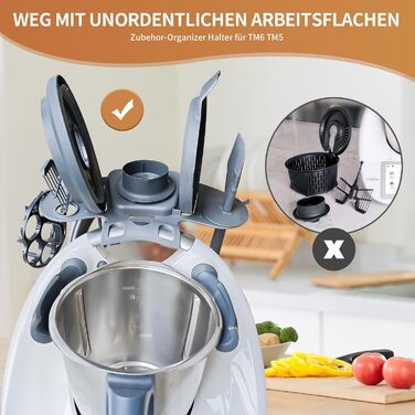 Тримач для аксесуарів Thermomix, Підходить для TM5 і TM6, Місце для 9 аксесуарів, Полиця для кухонного комбайна Зберігання аксесуарів
