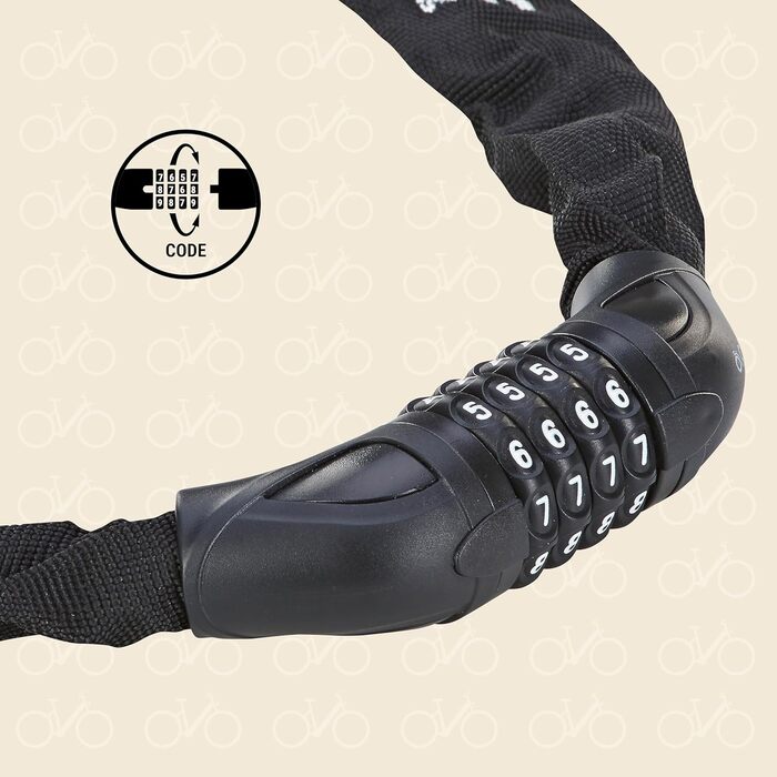 Замок велосипедний Prophete з кодовим замком, 90 см, Ø 6 мм, 4-значний код, текстильне покриття для захисту від подряпин надійний чорний замок універсального розміру