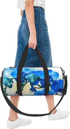 Спортивна сумка для подорожей з елегантним орхідейним принтом, чорна, універсальний розмір
