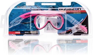 Високоякісний набір для сноркелінгу, набір для дайвінгу, набір для плавання, маска для сноркелінгу із загартованими лінзами, трубка з напівсухим верхом для дітей та підлітків віком 7-12 років, рожевий