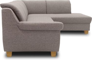 Колекція Панама кутовий диван, класичний L-подібний кутовий диван праворуч, кутовий диван, диван-ліжко, кутовий диван з функцією сну 254 x 186 x 80 см (Ш x Г x В), сіро-коричневий, правий шезлонг з функцією сну, сіро-коричневий