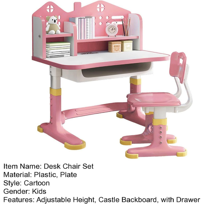 Комплект дитячих стільців для роботи, регульований по висоті, для школи, університету, набір столів із замикається спинкою, ергономічний стілець з великою дошкою для письма, книжковою полицею та розеткою