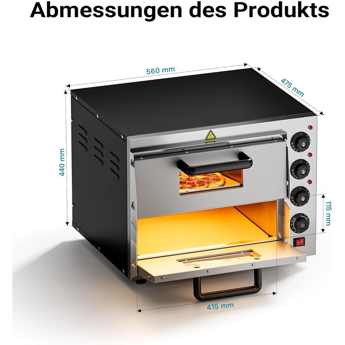 Ярусна піч для піци 3000 Вт з кордієритовим каменем для піци, як кам'яна піч, піч для піци, 2-