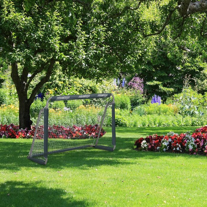 Футбольні ворота Relaxdays для саду, комплект з 2 шт. , для дітей та дорослих, ВШХ 110 x 150 x 75 см, металеві, міцні футбольні ворота, сірі