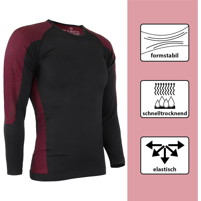 Чоловіча функціональна білизна ALPIDEX Термобілизна Лижна білизна - дихаюча, тепла та швидковисихаюча XXL-3XL Чорно-червона