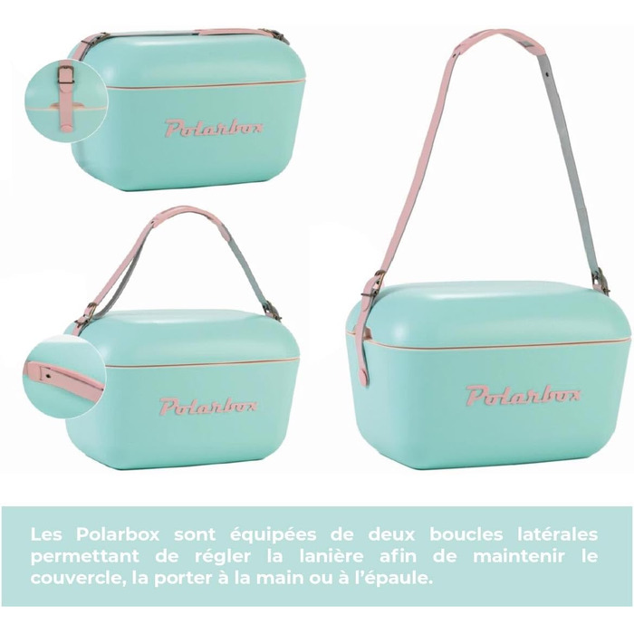 Портативний кулер Polarbox міні-кулер 20 л, пляжний кулер, маленький портативний кулер, вінтажний, регульована ручка, кулер Polarbox, портативний міні-кулер 20 л фіолетового кольору, помаранчевий