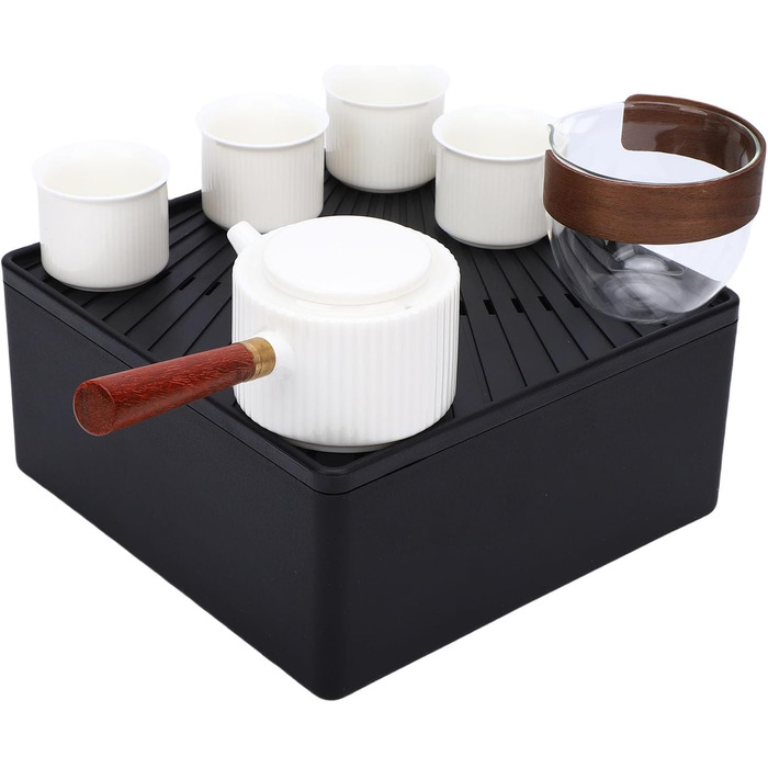 Керамічний чайник для подорожей Авто-Чай з елегантними чашками, ідеальний для пікніків та офісу