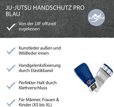 Накидки для рук бойових мистецтв Ju-Sports для джиу-джитсу червоного кольору - високоякісні, міцні накидки для змагань для дорослих та дітей із застібкою на липучці, оптимальна фіксація, розмір S, синій