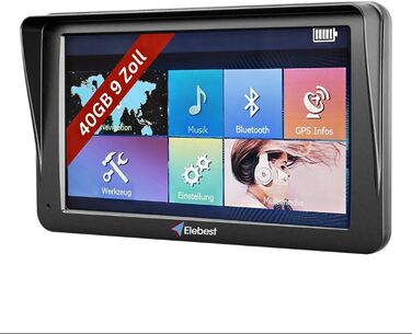 Дюймовий GPS-навігатор для автомобіля, вантажівки та автофургона Карта Європи з 52 країнами, Bluetooth, функція гучного зв&39язку, попередження про камери контролю швидкості, помічник руху по смузі, довічне оновлення, 90 9-