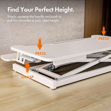 Підставка для столу VonHaus, регульована по висоті для сидіння/стояння, підставка для столу з лотком для клавіатури, тримачем для двох моніторів та відділенням для планшета (білий колір)