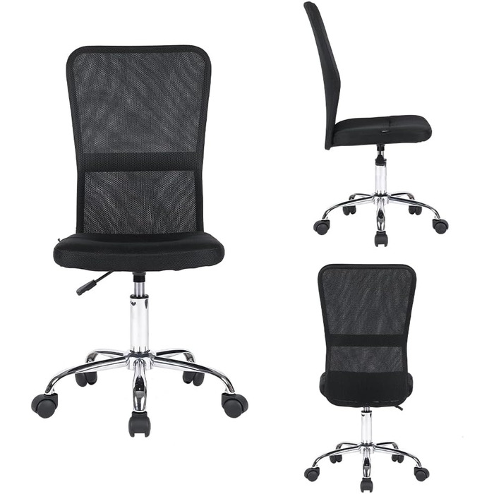 Ергономічне офісне крісло Mingone, сітчасте стільце для столу, регульоване по висоті крісло, поворотне на 360 комп&39ютерне крісло з поперековою опорою, вантажопідйомність до 120 кг, чорна сітка