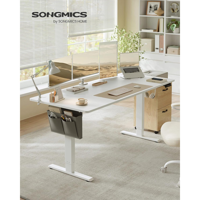 Електричний письмовий стіл SONGMICS з регульованою висотою, 180 x 80 см, безступінчасте регулювання, функція пам&39яті з 4 рівнями висоти, колір хмарно-білий LSD138W01 180 x 80 см