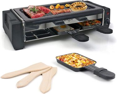 Гриль HengBO Raclette на 2 3 особи з антипригарним покриттям Пластина для гриля 3 міні-сковороди для раклету, 700 Вт Подарунки для чоловіків Жінки Найкращий друг 35 * 14,5 * 9 см