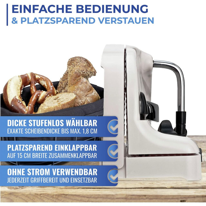 Хліборізка Maximex, товщина скибочок з можливістю вибору ступеня, пряма ріжуча поверхня, стійка, ніж з нержавіючої сталі, 31 x 20 x 29 см