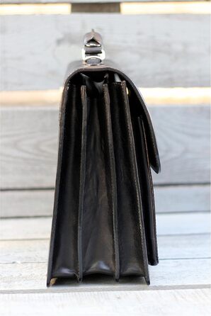 Портфель з натуральної шкіри, ділова сумка, сумка для ноутбука, сумка-месенджер (чорний)