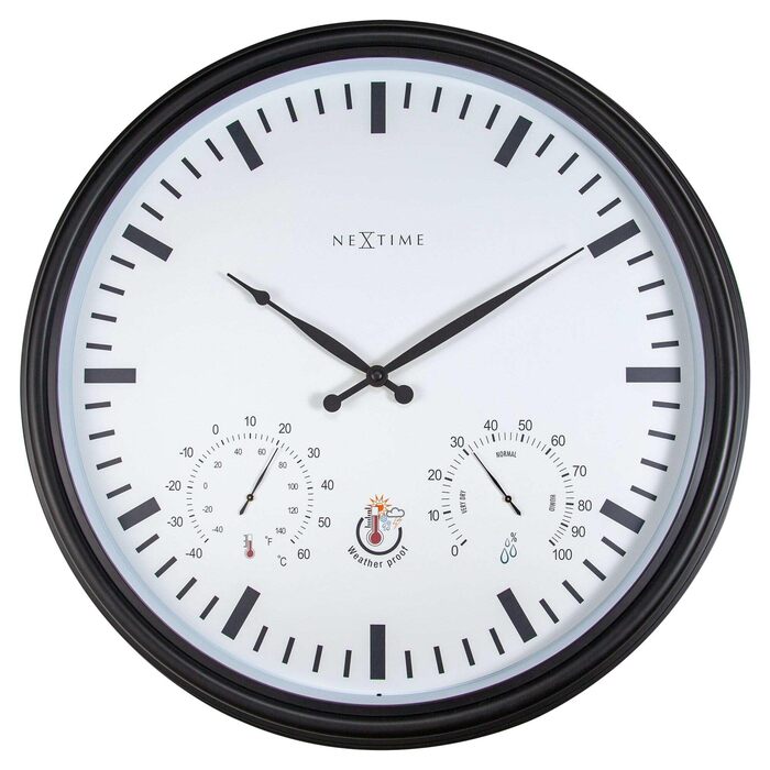 Настінний годинник NeXtime 4306ZW, пластик, чорний, 50.8 см