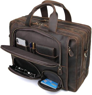 Ділова сумка портфель чоловіча сумка, офісна 17-дюймова сумка для ноутбука, натуральна шкіра великий діловий портфель подорожі ноу