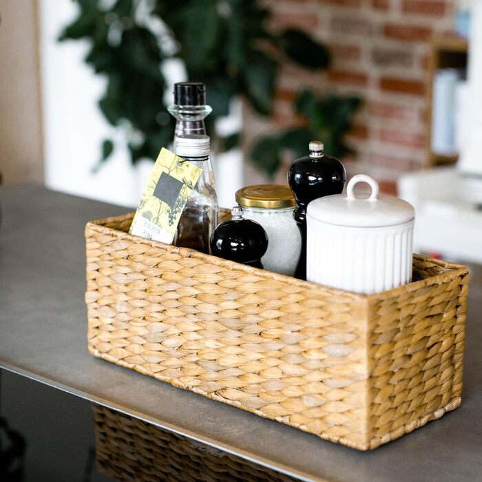 Кошик для зберігання речей у ванній кімнаті HMF, сплетений з водяного гіацинта та морської трави Набір з 2 шт. 38 x 15 x 14 см (2 шт. и)