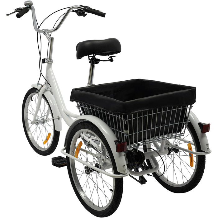 Триколісний велосипед для дорослих, 20-футовий триколісний велосипед для дорослих з кошиком для покупок, 8-швидкісний 3-колісний міський велосипед для всіх типів дорожніх покриттів