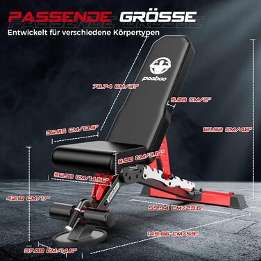 Лава для силових тренувань Pooboo, регульована лава для домашніх тренувань, вантажопідйомність 1500 фунтів, міцна лава для силових тренувань, положення горизонтальне/похиле/опущення для тренування всього тіла